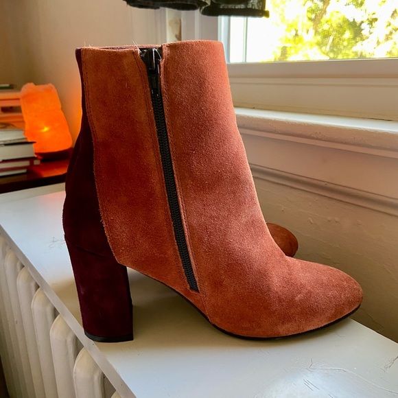 ASOS DESIGN Resilient Color Block Suede Boots Rust/Purple - Size 8.5 - Picture 4 of 7
